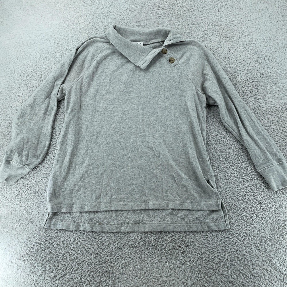 J.Crew Shawl Collar Sweatshirt Mens XS Heather Gray Button Pullover Fleece